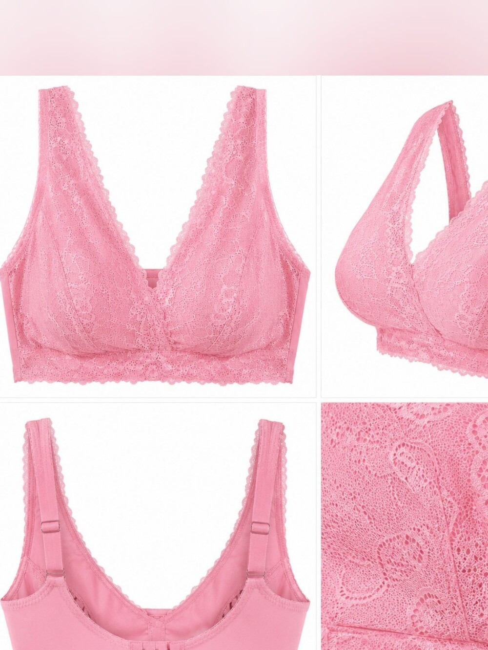 Pink Lace Wireless Bralette - Women Intimates